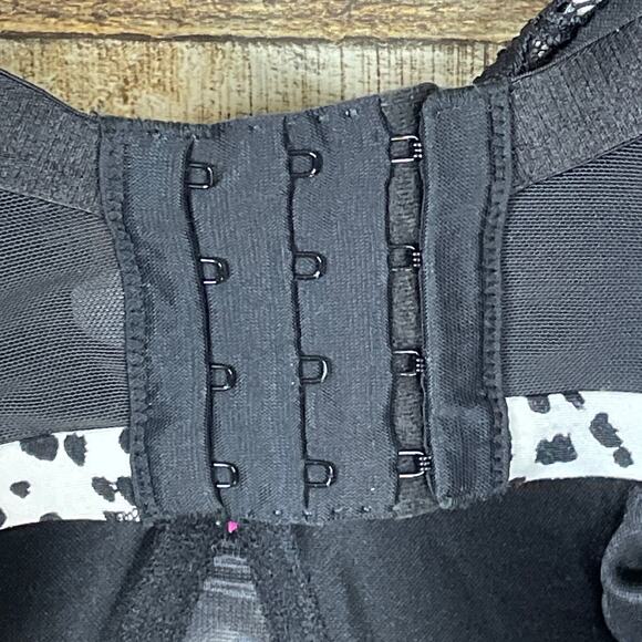 Cacique Satin Full Coverage Bra Spotted Animal Print Black White Size 44F - Picture 4 of 7